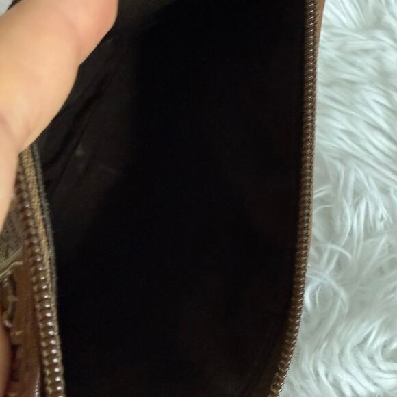 COACH Brown Signature Stub Suede Canvas Wristlet - Picture 7 of 9